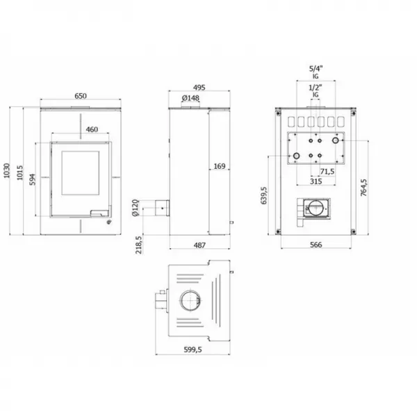 Krbová kamna AQUAFLAM VARIO SAPORO 11/7kW olivová Flamingo HSF34-045