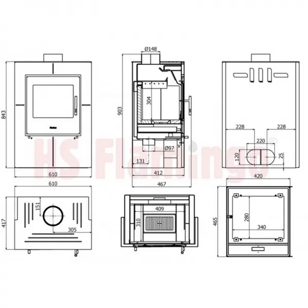 Krbová kamna FLAMINGO EVENES červená Flamingo HSF02-046