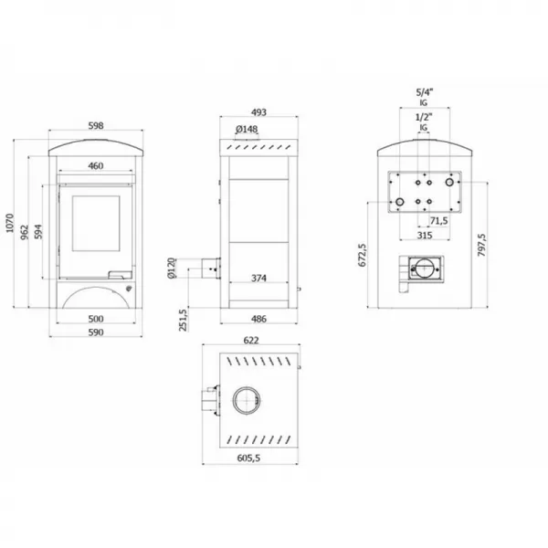 Krbová kamna AQUAFLAM VARIO BARMA 11/7kW dlažba Bělený Dub, elektronická regulace Flamingo HSF34-054