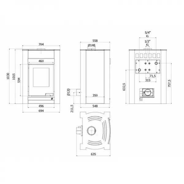 Krbová kamna AQUAFLAM VARIO KALMAR 11/5kW hnědá - sametová Flamingo HSF34-014