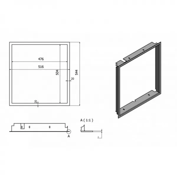 Krycí rámeček krbové vložky FLAMINGO S5, 20 mm, šedý Flamingo HSF45-089