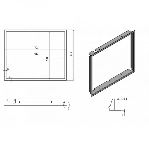 Krycí rámeček krbové vložky FLAMINGO M9, 20 mm, šedý Flamingo HSF45-091