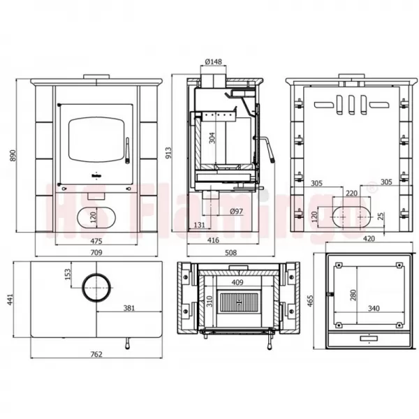 Kachlová kamna FLAMINGO BALI, kachle hnědá Flamingo HSF44-003