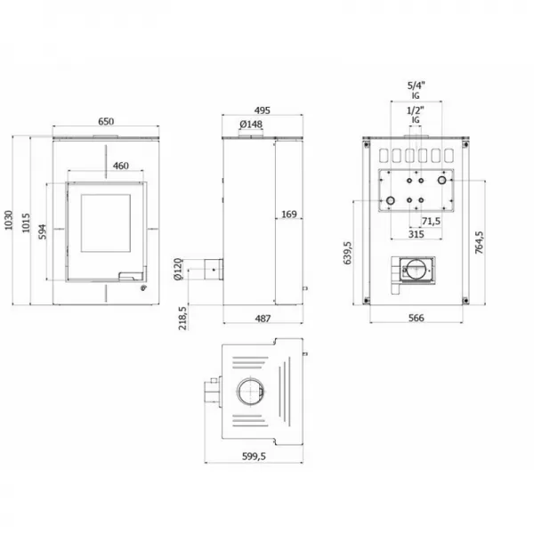 Krbová kamna AQUAFLAM VARIO SAPORO 11/7kw hnědá-sametová