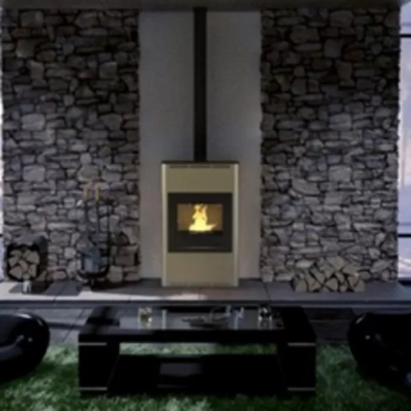 Krbová kamna AQUAFLAM 25 s výměníkem - krémová, základní regulace Flamingo HSF29-033