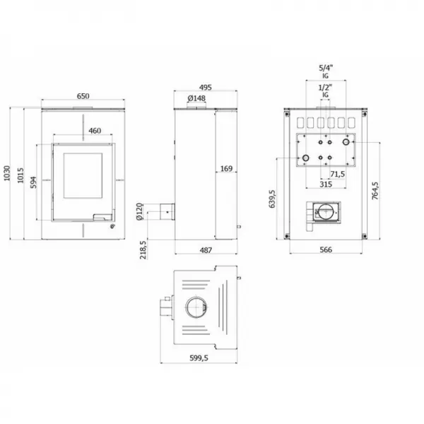Krbová kamna AQUAFLAM VARIO SAPORO 11/5kW krémová Flamingo HSF34-040