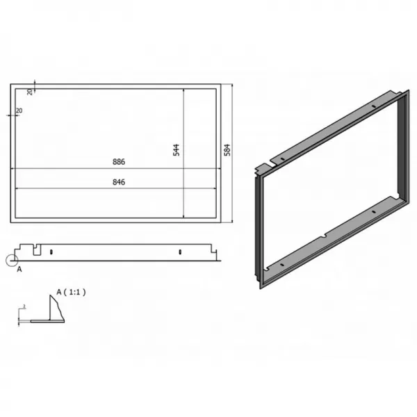 Krycí rámeček krbové vložky FLAMINGO X15, 20 mm, šedý Flamingo HSF45-093
