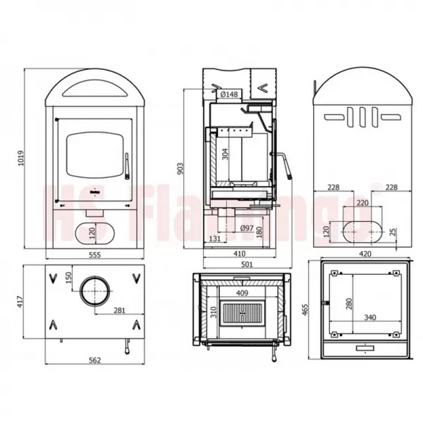 Krbová kamna FLAMINGO MELAND dlažba Bělený dub Flamingo HSF02-059