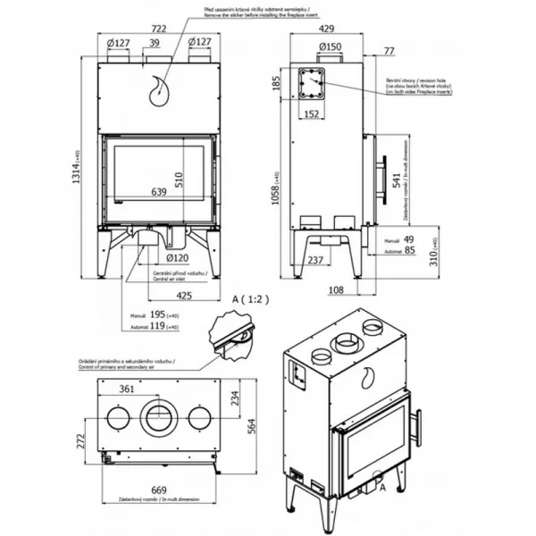 Krbová vložka FLAMINGO M9, automatická regulace Flamingo HSF45-005