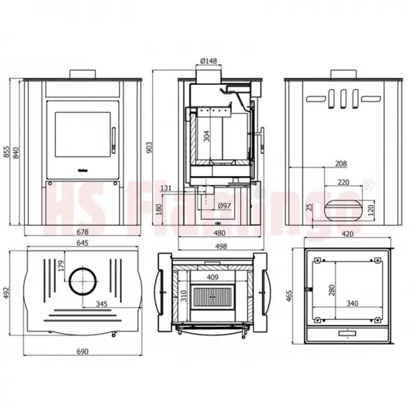 Krbová kamna FLAMINGO AMOS olivová Flamingo HSF02-037