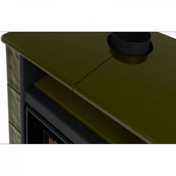 Kachlová kamna AQUAFLAM VARIO PERU 11/5kW, kachle zelená, elektronická regulace Flamingo HSF34-124