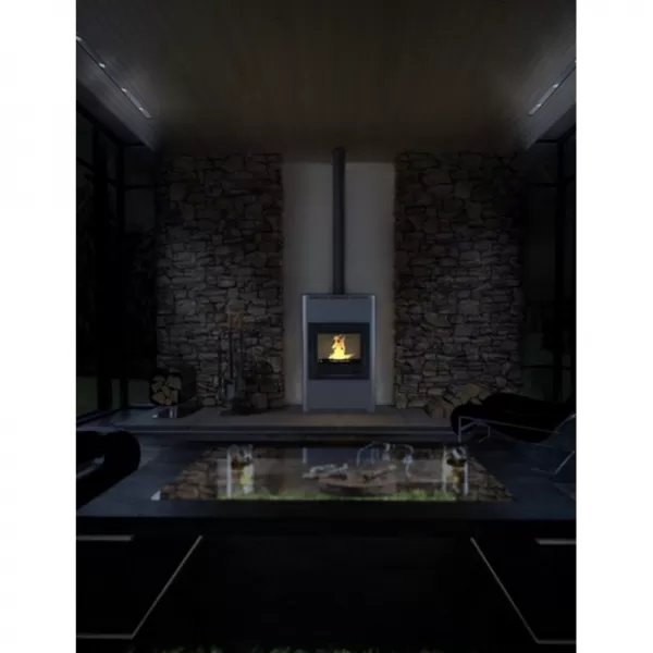 Krbová kamna AQUAFLAM 25 s výměníkem - šedá, automatická regulace Flamingo HSF29-019