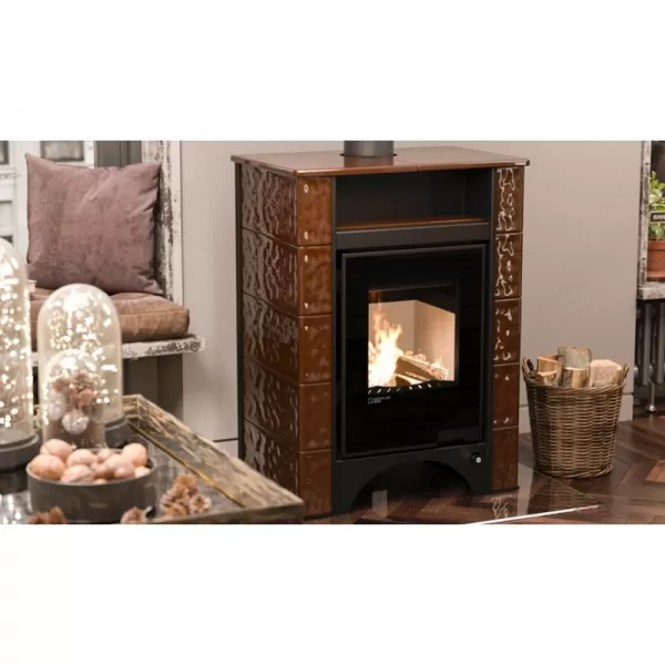 Kachlová kamna AQUAFLAM VARIO PERU 11/5kW, kachle hnědá Flamingo HSF34-114