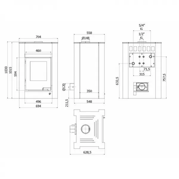 Krbová kamna AQUAFLAM VARIO LEND 11/7kW krémová Flamingo HSF34-034