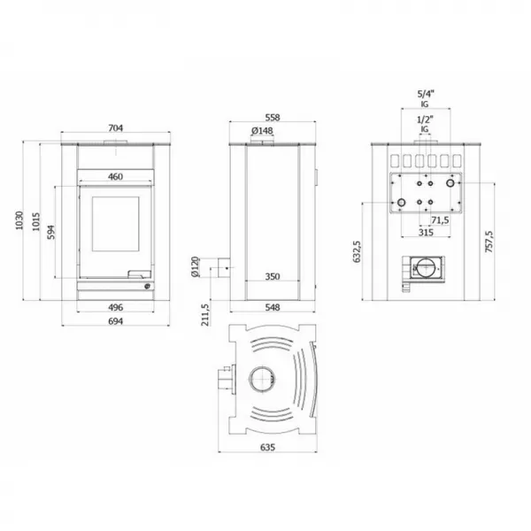 Krbová kamna AQUAFLAM VARIO KALMAR 11/7kW krémová Flamingo HSF34-022