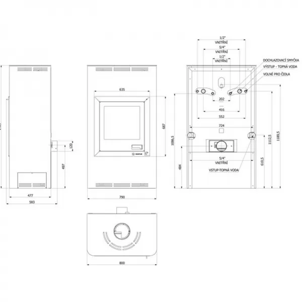 Krbová kamna AQUAFLAM 17 s výměníkem - hnědá - sametová, automatická regulace Flamingo HSF29-040