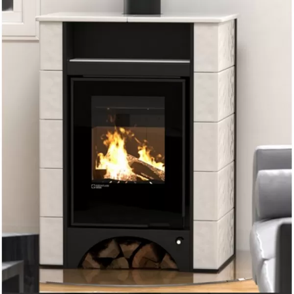 Kachlová kamna AQUAFLAM VARIO PERU 11/5kW, kachle bílá, elektronická regulace Flamingo HSF34-120