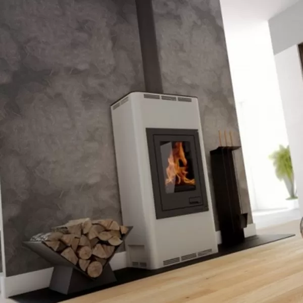 Krbová kamna AQUAFLAM 12 s výměníkem - krémová, základní regulace Flamingo HSF29-027