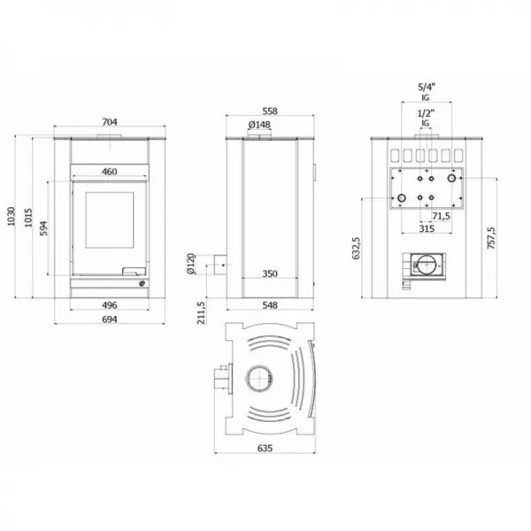 Krbová kamna AQUAFLAM VARIO KALMAR 11/7kW olivová Flamingo HSF34-021