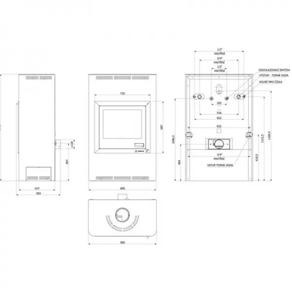 Krbová kamna AQUAFLAM 25 s výměníkem - krémová, základní regulace Flamingo HSF29-033