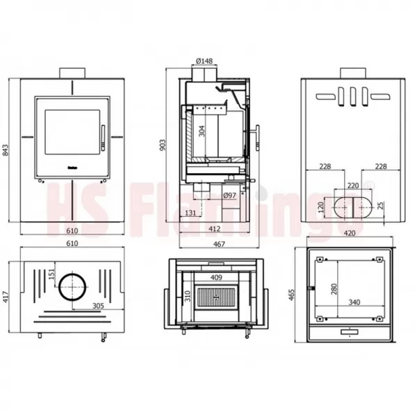 Krbová kamna FLAMINGO EVENES šedá Flamingo HSF02-048