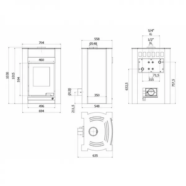 Krbová kamna AQUAFLAM VARIO KALMAR 11/5kW olivová Flamingo HSF34-015