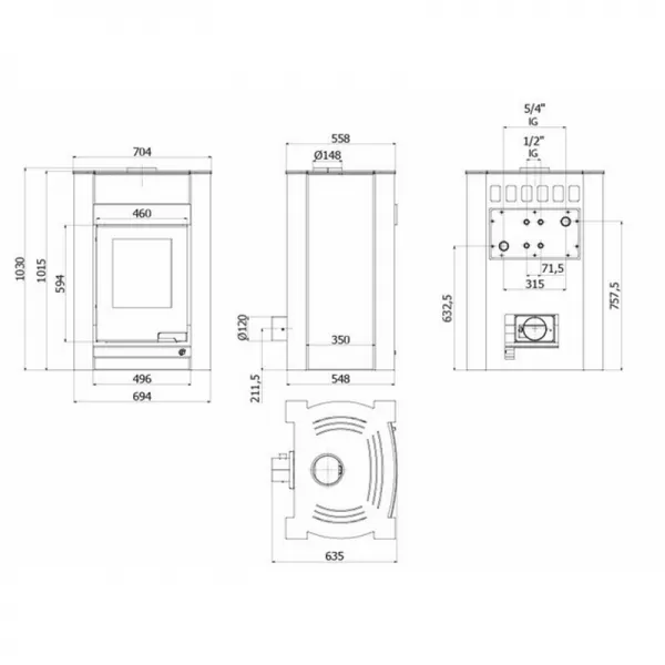 Krbová kamna AQUAFLAM VARIO KALMAR 11/7kW červená, elektronická regulace Flamingo HSF34-061