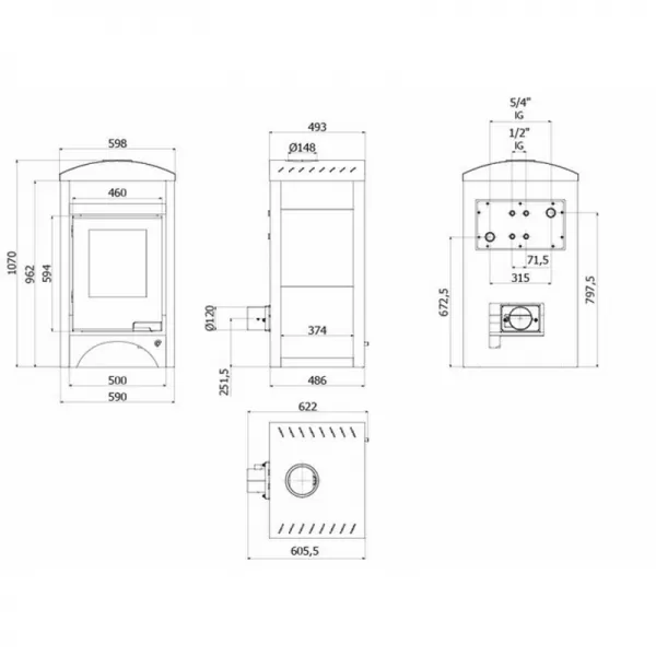 Krbová kamna AQUAFLAM VARIO BARMA 11/7kW dlažba Javor Flamingo HSF34-007