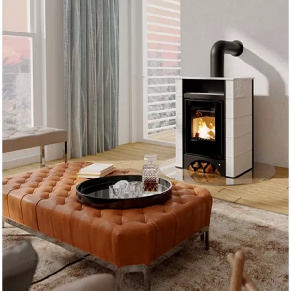 Kachlová kamna AQUAFLAM VARIO PERU 11kW, kachle bílá (teplovzdušná verze) Flamingo HSF34-113