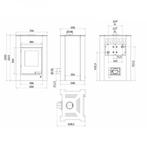 Krbová kamna AQUAFLAM VARIO LEND 11/5kW krémová Flamingo HSF34-028