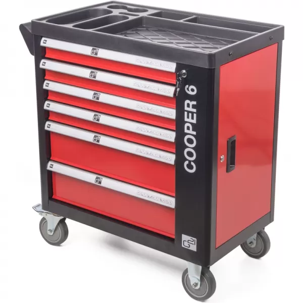 Dílenský vozík G21 Cooper 6, černo-červený 6350402
