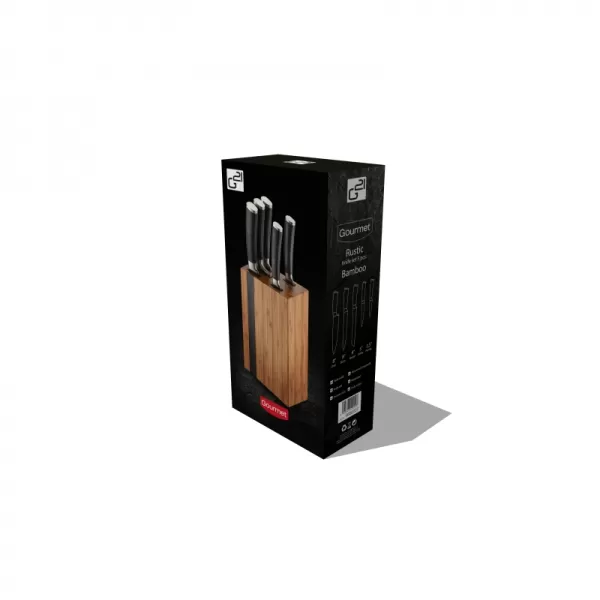 Sada nožů G21 Gourmet Rustic 5 ks + bambusový blok