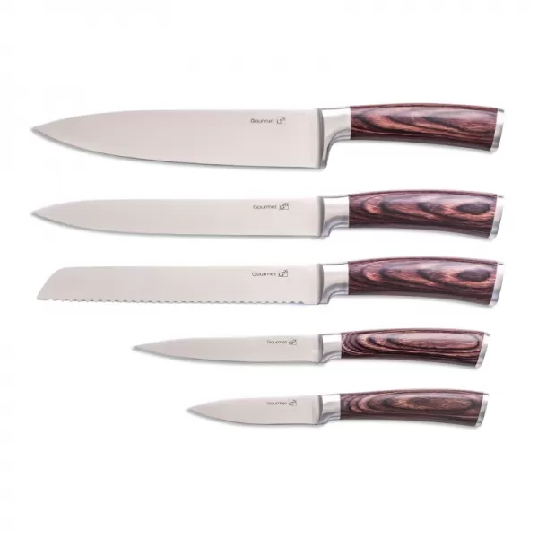 Sada nožů G21 Gourmet Steely 5 ks + nerez blok