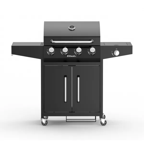 Plynový gril 15 kW se čtyřmi hořáky a bočním vařičem Riwall PRO RGG 41
