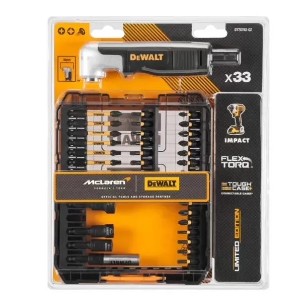 33dílná sada příslušenství s pravoúhlým nástavcem, v pouzdře Tough Case edice McLaren DeWALT DT70782