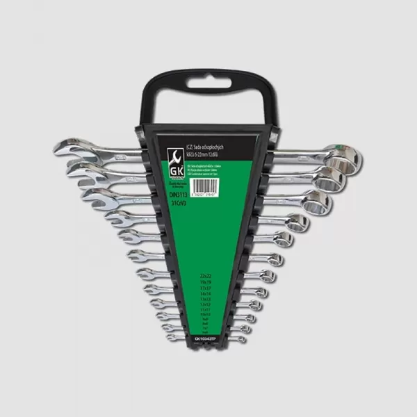 Sada očkoplochých klíčů 15° 31CrV3 12 dílů, chrom GK TOOLS GK10343TP