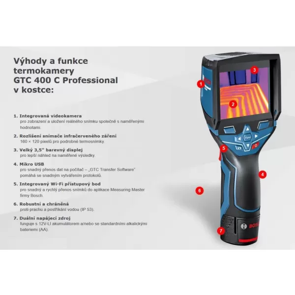 Aku termokamera 12V 2,0Ah Bosch GTC 400 C Professional 0.601.083.101