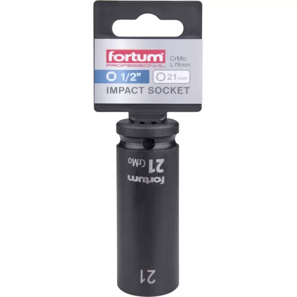 Hlavice nástrčná rázová 1/2", 21mm, L 78mm, CrMoV Fortum 4703221