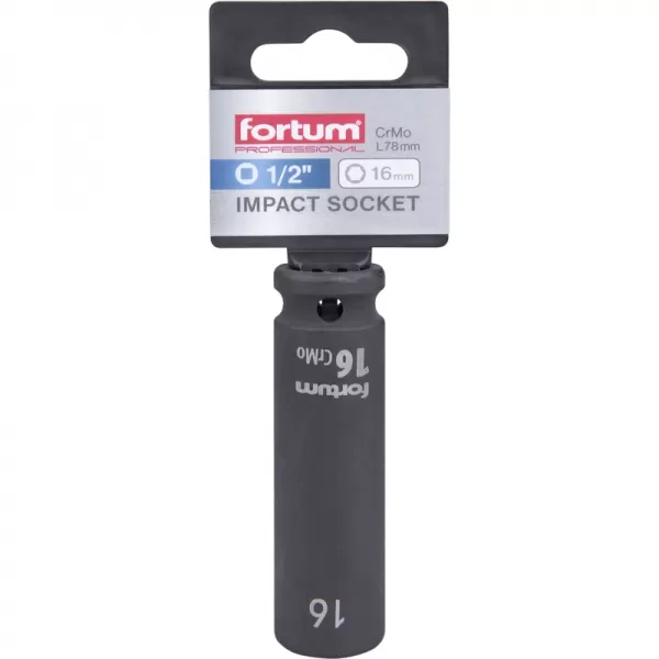 Hlavice nástrčná rázová 1/2", 16mm, L 78mm, CrMoV Fortum 4703216