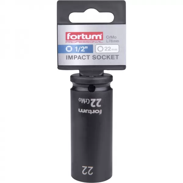 Hlavice nástrčná rázová 1/2", 22mm, L 78mm, CrMoV Fortum 4703222