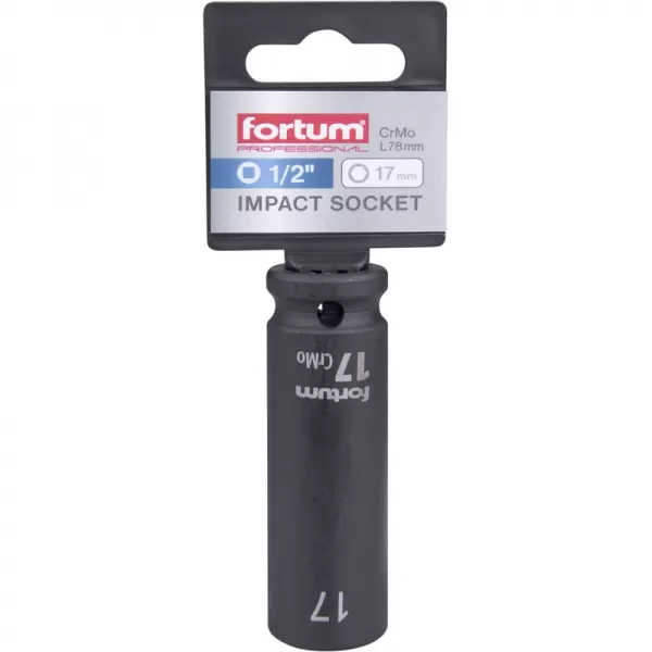Hlavice nástrčná rázová 1/2", 17mm, L 78mm, CrMoV Fortum 4703217