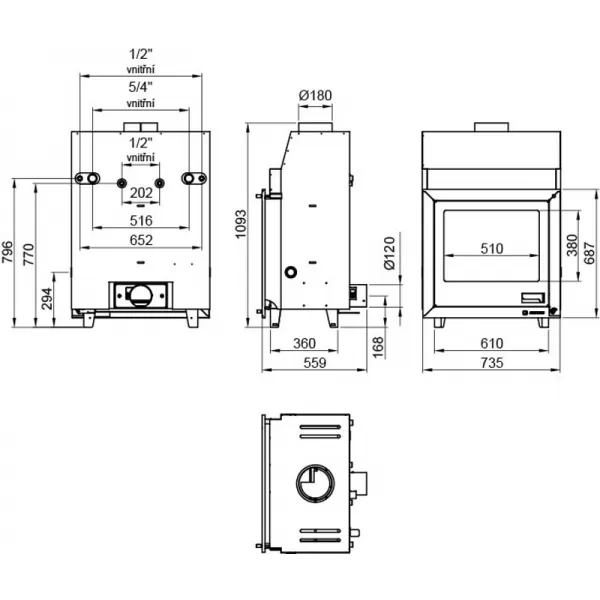 Krbová vložka s výměníkem a základní regulací AQUAFLAM 25