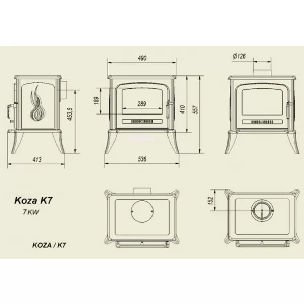 Krbová kamna KRATKI KOZA K7 černá