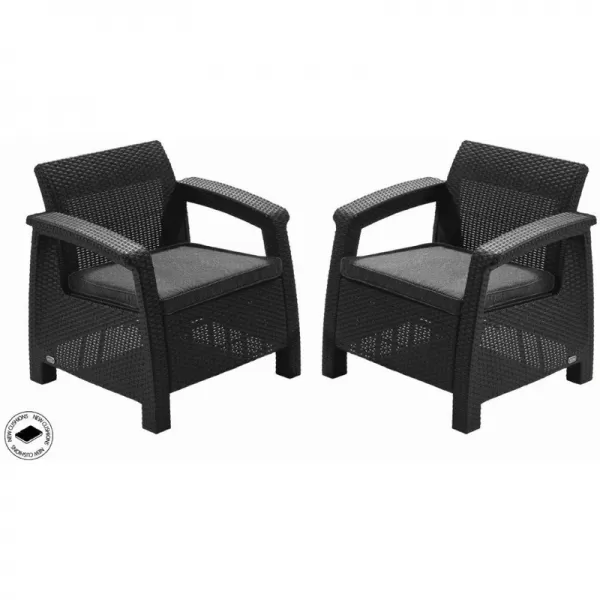 Zahradní nábytek Keter Corfu duo set dvou křesel grafitový 610347