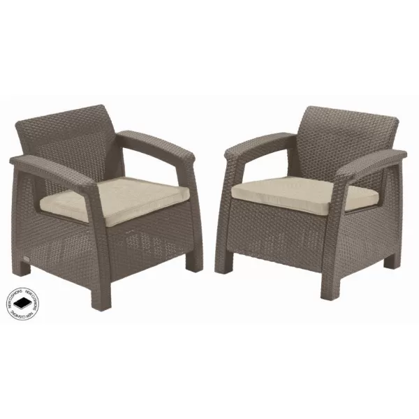 Zahradní nábytek Keter Corfu duo set dvou křesel cappuccino 610348