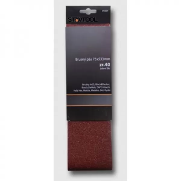 Brusný pás 75x533mm, zr.80 1balení 3ks STAVTOOL KL04208