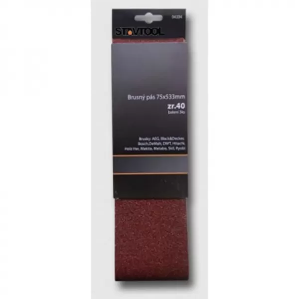 Brusný pás 75x533mm, zr.100 1balení 3ks STAVTOOL KL04210