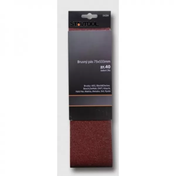 Brusný pás 75x533mm, zr.40 1balení 3ks STAVTOOL KL04204