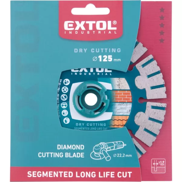 Kotouč diamantový řezný segmentový Long Life Cut, suché řezání, 125x22,2x1,9mm Extol Industrial 8703037