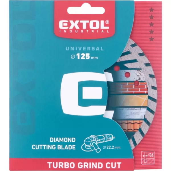 Kotouč diamantový řezný, turbo Grind Cut, suché i mokré řezání, 125x22,2x2,2mm Extol Industrial 8703062